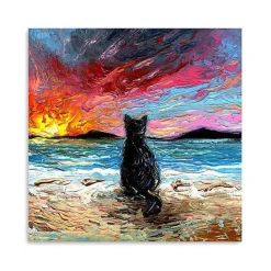 Best Kirklands Home Black Cat Beach Days Canvas Art Print Multi