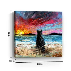 Best Kirklands Home Black Cat Beach Days Canvas Art Print Multi
