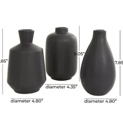 Online Kirklands Home Ceramic Contemporary Vases, Set of 3 Black