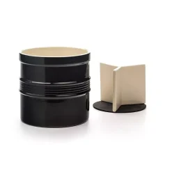 New Kirklands Home Ceramic Oversized Crock with Divider Black