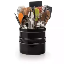 New Kirklands Home Ceramic Oversized Crock with Divider Black