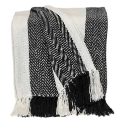 Best Kirklands Home Black Chalet Striped Fringe Throw