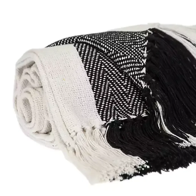 Best Kirklands Home Black Chalet Striped Fringe Throw