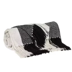 Best Kirklands Home Black Chalet Striped Fringe Throw