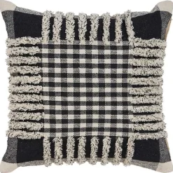 Online Kirklands Home Black Check Textured Pillow