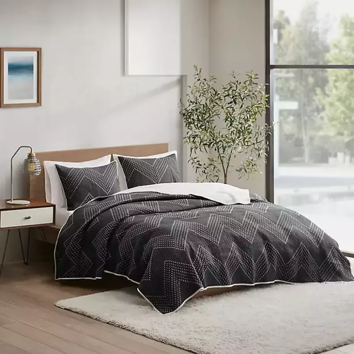 Discount Kirklands Home Chevron Full/Queen 3-pc. Coverlet Set Black