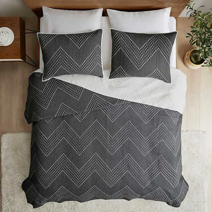 Discount Kirklands Home Chevron Full/Queen 3-pc. Coverlet Set Black