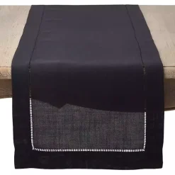 Sale Kirklands Home Classic Hemstitch Border Polyester Runner Black
