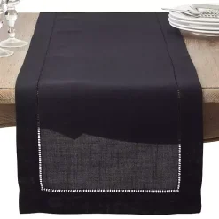 Sale Kirklands Home Classic Hemstitch Border Polyester Runner Black