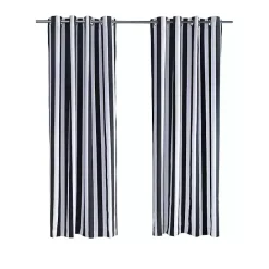 Clearance Kirklands Home Black Coastal Stripe Outdoor Curtain Panel, 96 in.
