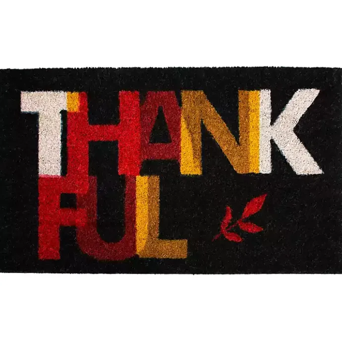 Online Kirklands Home Black Colorblock Thankful Doormat