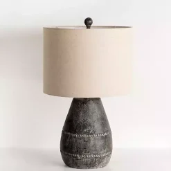 Discount Kirklands Home Black Concrete Porter Table Lamp Ivory