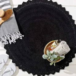 Outlet Kirklands Home Crochet Round Bath Mat Black