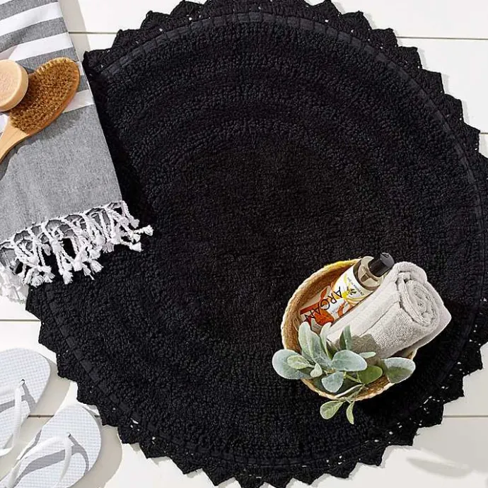 Outlet Kirklands Home Crochet Round Bath Mat Black