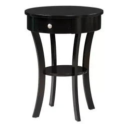 Discount Kirklands Home Curved Legs Round Drawer Accent Table Black