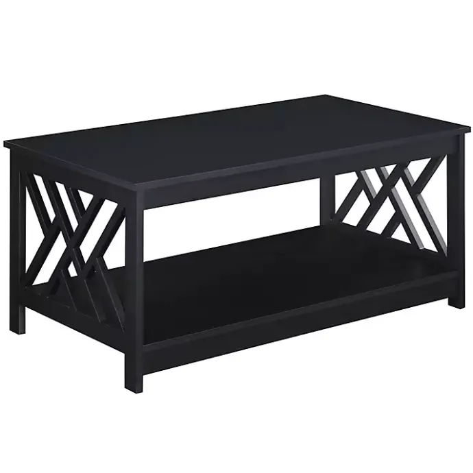 Hot Kirklands Home Cut-Out Sides Coffee Table Black