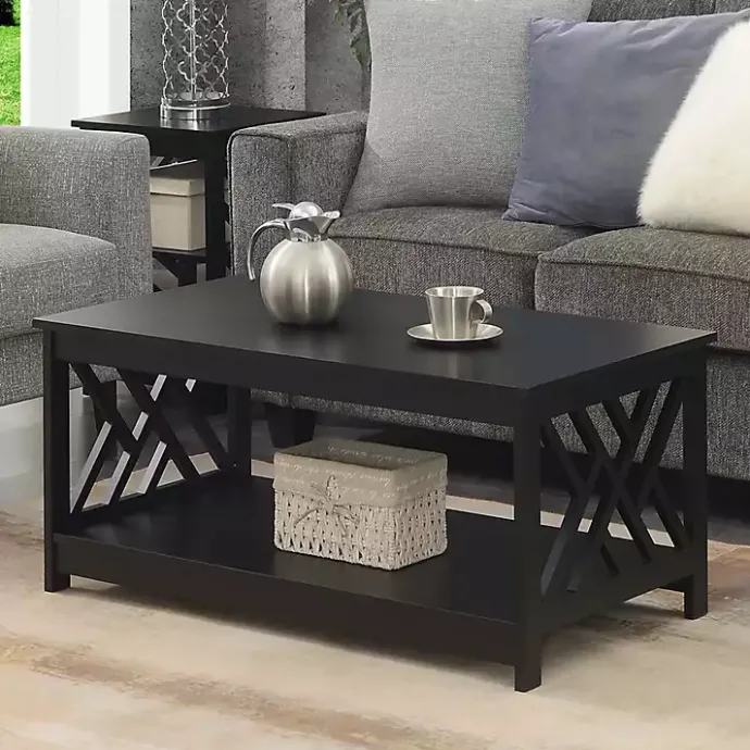 Hot Kirklands Home Cut-Out Sides Coffee Table Black