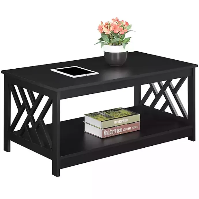 Hot Kirklands Home Cut-Out Sides Coffee Table Black
