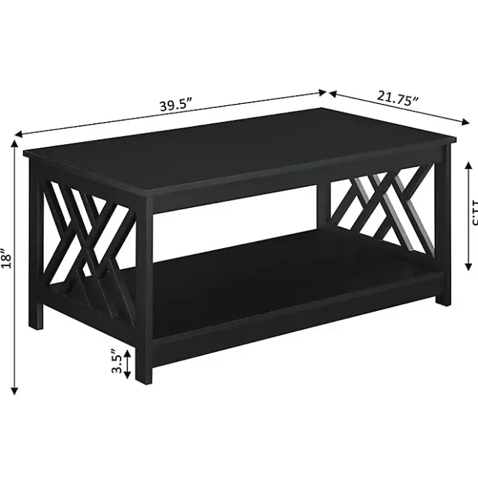 Hot Kirklands Home Cut-Out Sides Coffee Table Black
