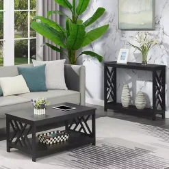 Hot Kirklands Home Cut-Out Sides Coffee Table Black