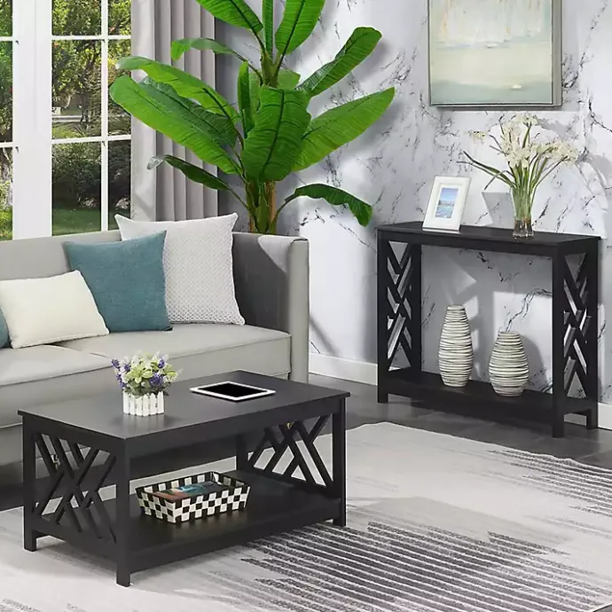 Hot Kirklands Home Cut-Out Sides Coffee Table Black