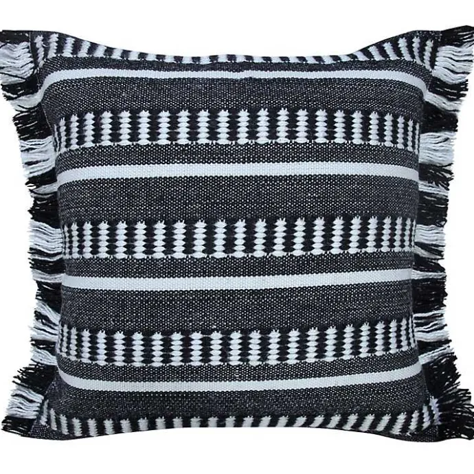 Best Kirklands Home Black Dash Stripe Indoor/Outdoor Pillow