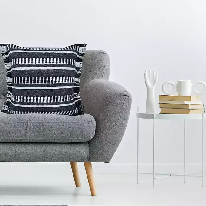 Best Kirklands Home Black Dash Stripe Indoor/Outdoor Pillow