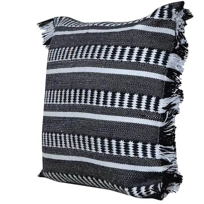 Best Kirklands Home Black Dash Stripe Indoor/Outdoor Pillow