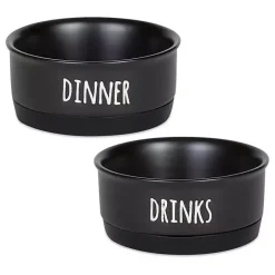 Outlet Kirklands Home Dinner & Drinks 2-pc. Pet Bowl Set, 4 in. Black