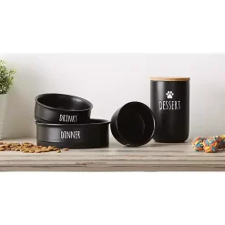Outlet Kirklands Home Dinner & Drinks 2-pc. Pet Bowl Set, 4 in. Black