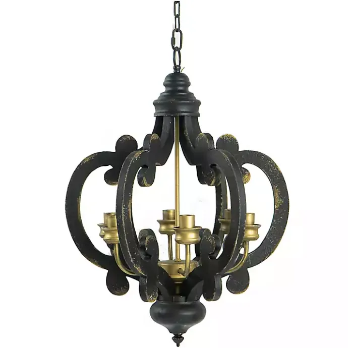 Discount Kirklands Home Black Distressed Gold Chandelier