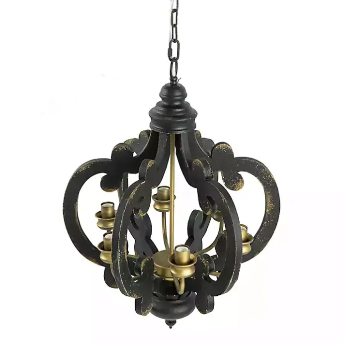 Discount Kirklands Home Black Distressed Gold Chandelier