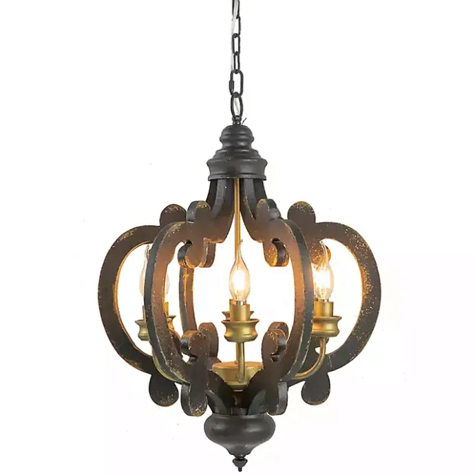 Discount Kirklands Home Black Distressed Gold Chandelier