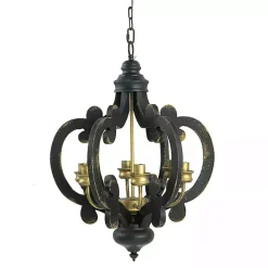 Discount Kirklands Home Black Distressed Gold Chandelier