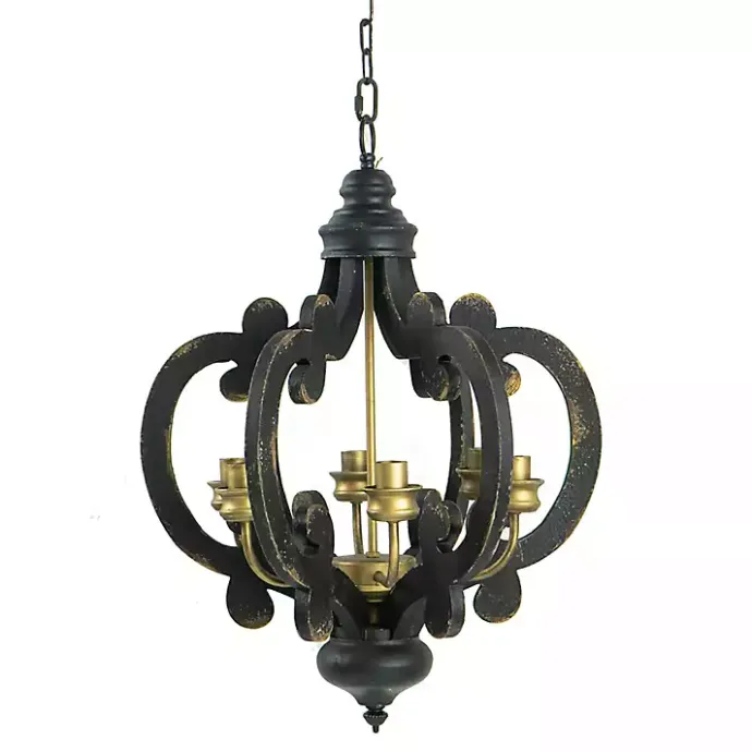 Discount Kirklands Home Black Distressed Gold Chandelier