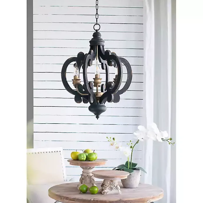 Discount Kirklands Home Black Distressed Gold Chandelier