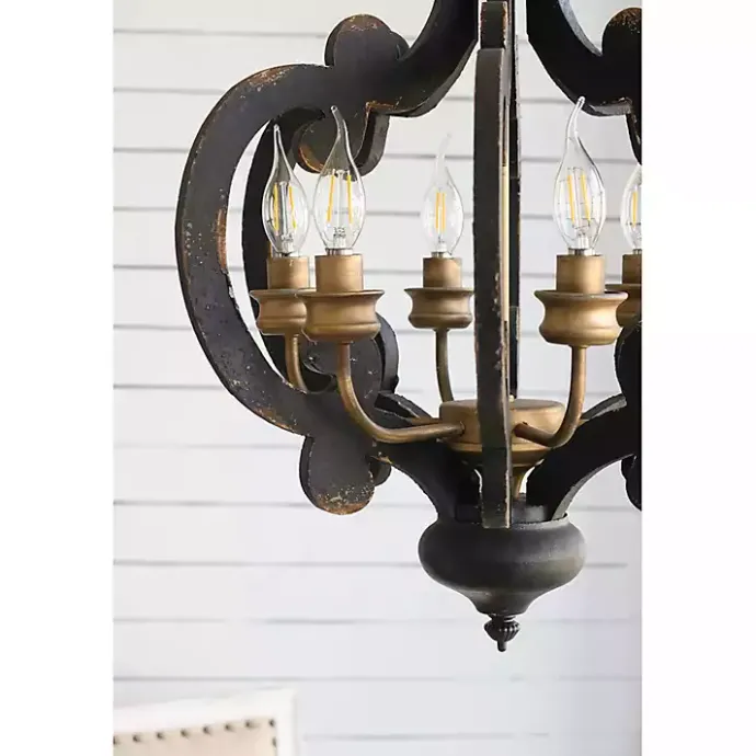Discount Kirklands Home Black Distressed Gold Chandelier