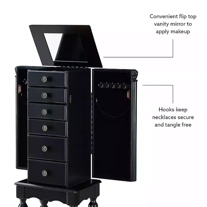 Best Kirklands Home 5-Drawer Ollie Petite Jewelry Armoire Black