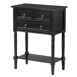 Kirklands Home 3-Drawer Turned Legs Accent Table Black