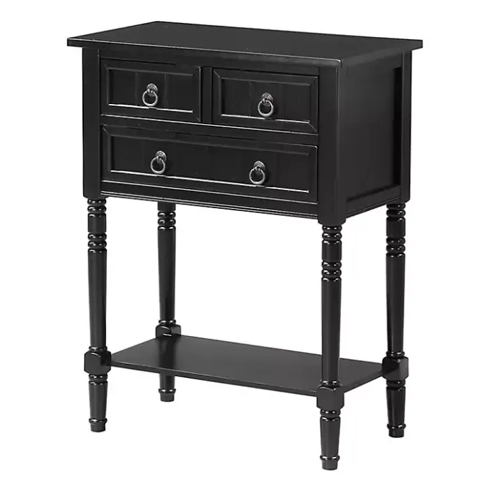 Kirklands Home 3-Drawer Turned Legs Accent Table Black