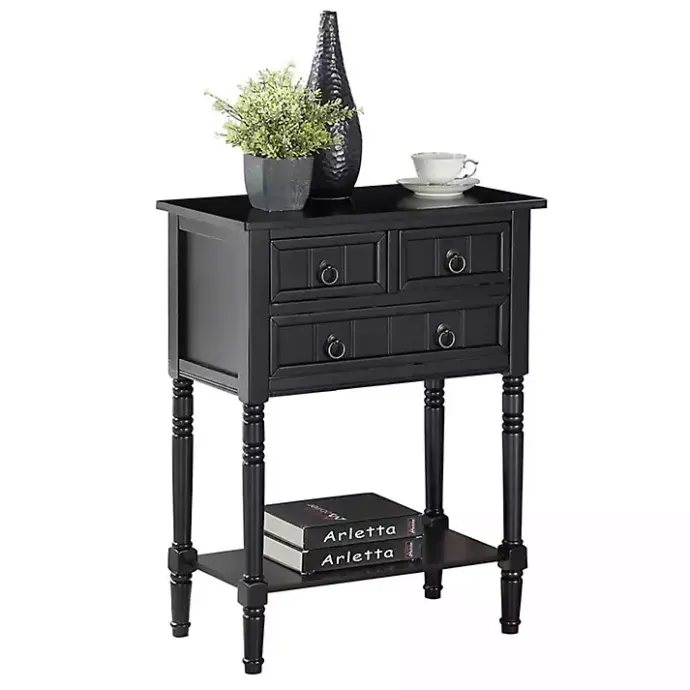 Kirklands Home 3-Drawer Turned Legs Accent Table Black