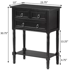 Kirklands Home 3-Drawer Turned Legs Accent Table Black