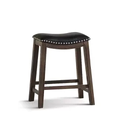 New Kirklands Home Ella Saddle Counter Stool with Nailhead Trim Black