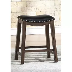 New Kirklands Home Ella Saddle Counter Stool with Nailhead Trim Black