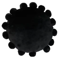 Sale Kirklands Home Faux Fur Round Pom Pom Throw Pillow Black