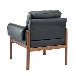 Sale Kirklands Home Faux Leather and Wood Accent Chair Black