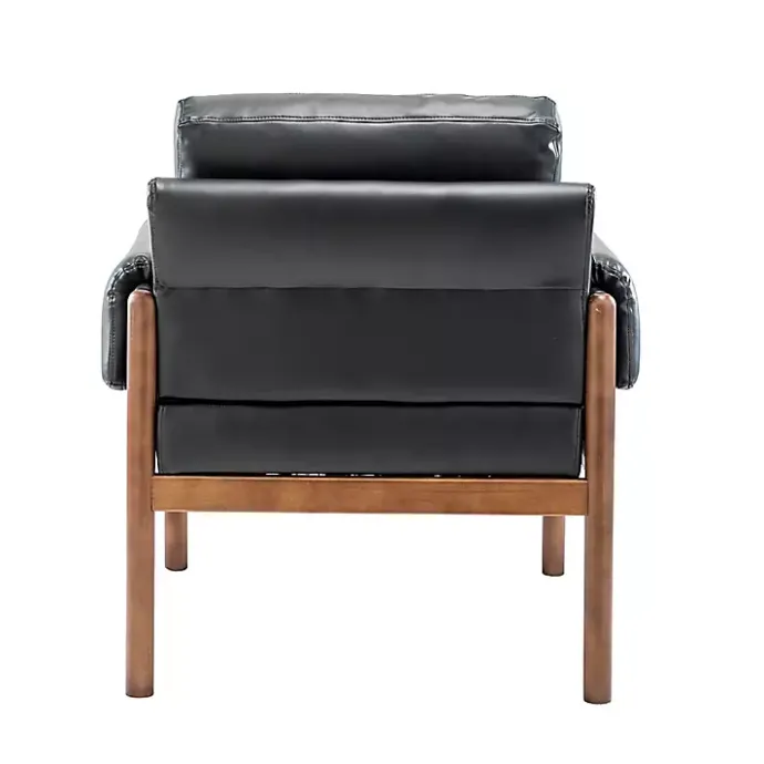 Sale Kirklands Home Faux Leather and Wood Accent Chair Black