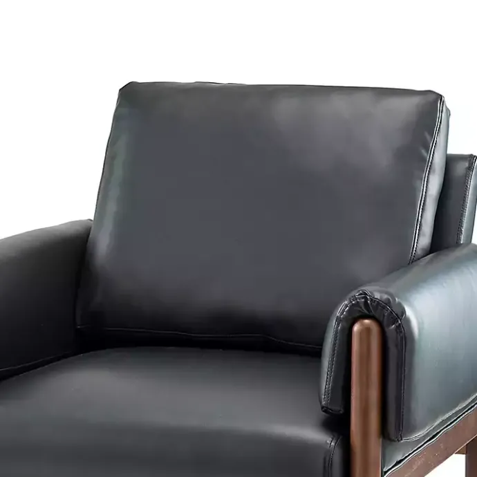 Sale Kirklands Home Faux Leather and Wood Accent Chair Black