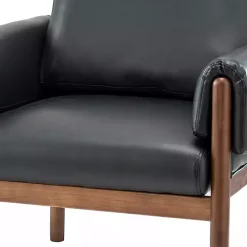 Sale Kirklands Home Faux Leather and Wood Accent Chair Black