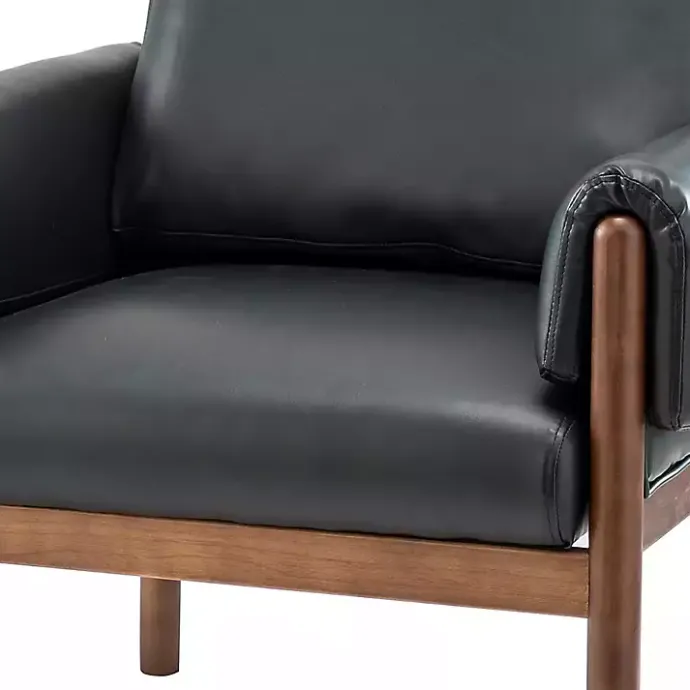 Sale Kirklands Home Faux Leather and Wood Accent Chair Black